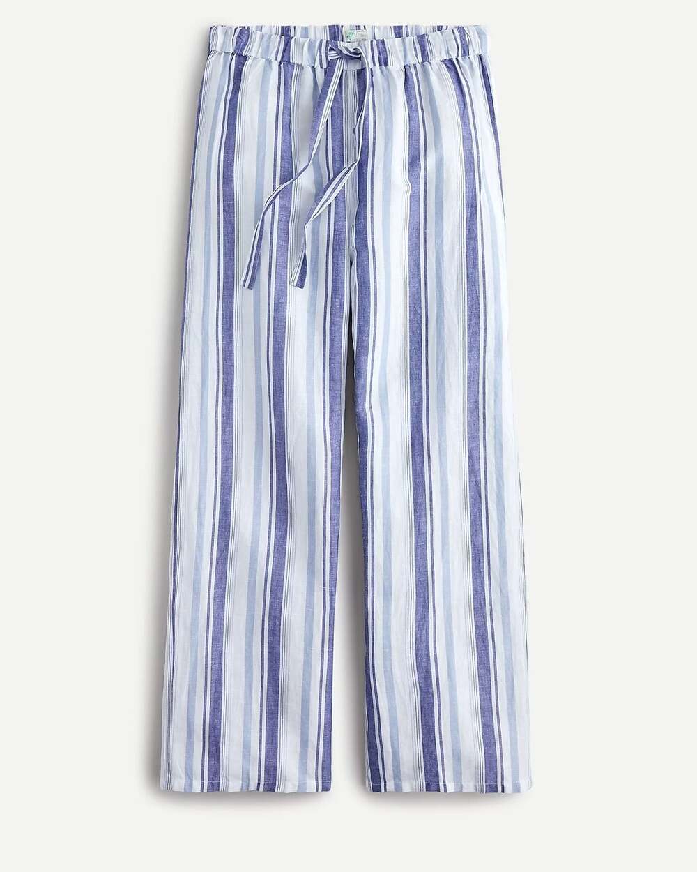 J.Crew Linen-Cotton Striped Beach Pants Blue White Size Large